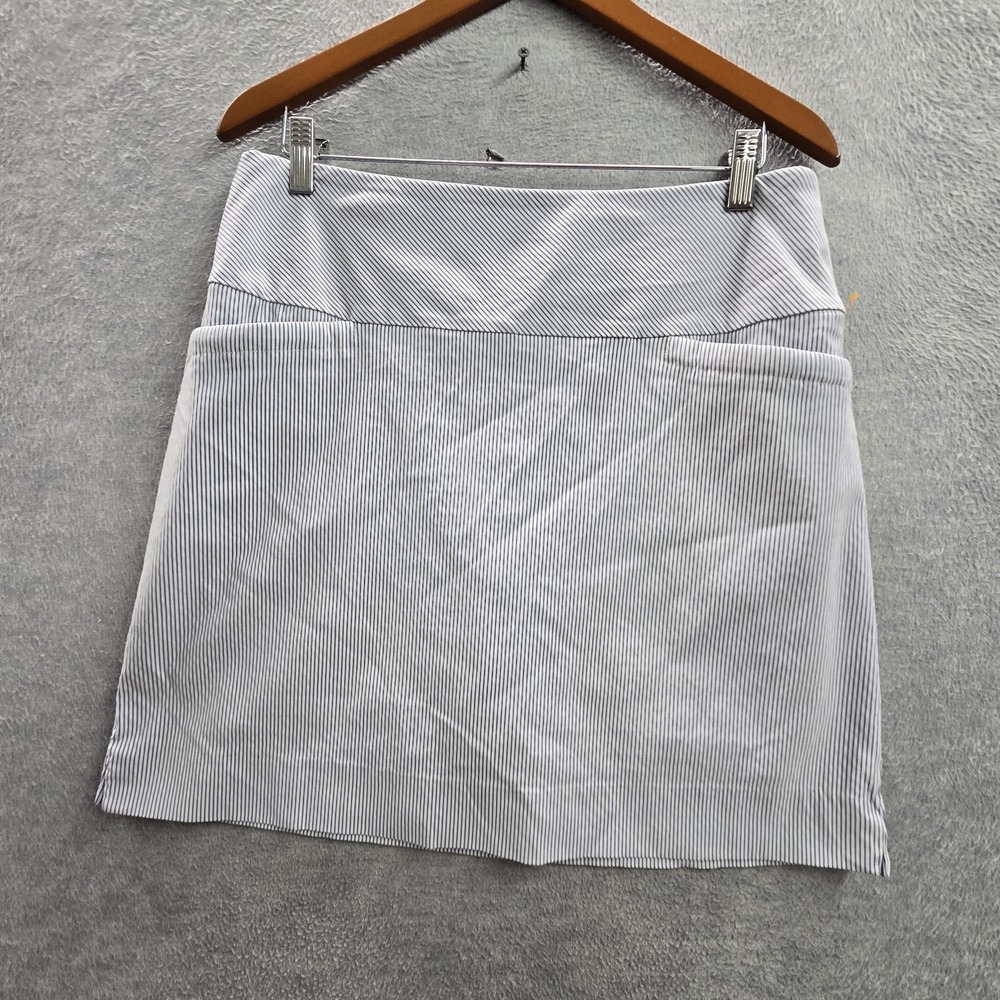 S.C.&CO. Women Skirt L/G Blue Nylon Rayon Skort Striped Tummy Control